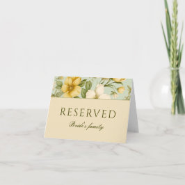 Cartão Sinal reservado para casamento de flores verdes e