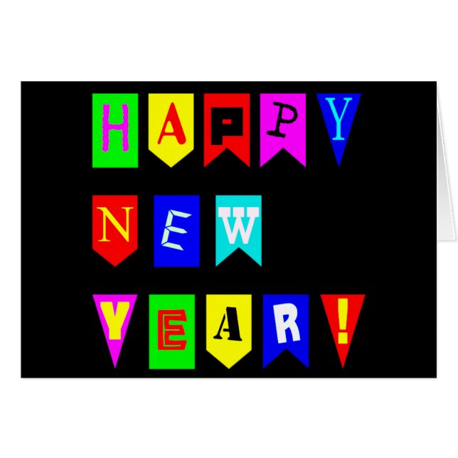 Cartão Sinalizadores de feliz ano novo (Frente Horizontal)