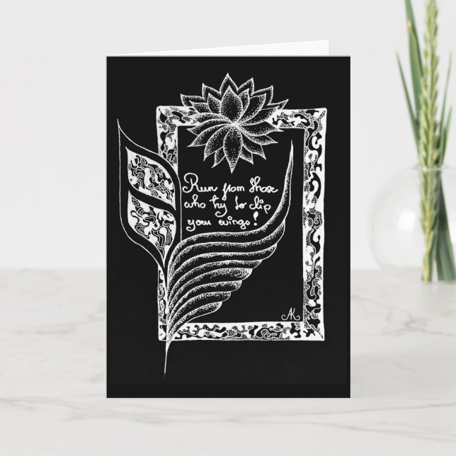 Cartão Sinalizadores vermelhos Inspiracionais ilustrados (Frente)