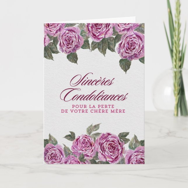 Cartão Sincères condoléances - Perte de votre chère mère (Frente)