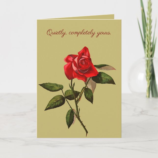 Cartão Single Stem Red Rose Isolated Vector Art (Frente)