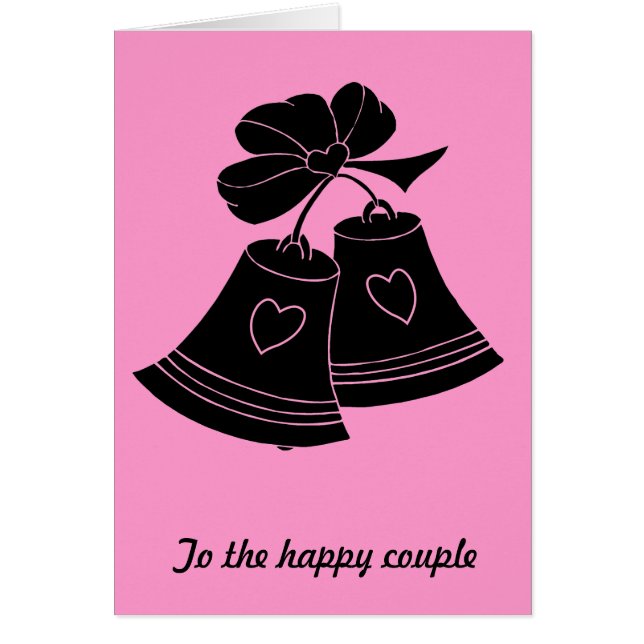 Cartão Sinos de casamento, fuschia (Frente)