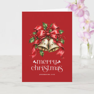 Cartão Sinos de Natal Festivos com Foto Personalizada