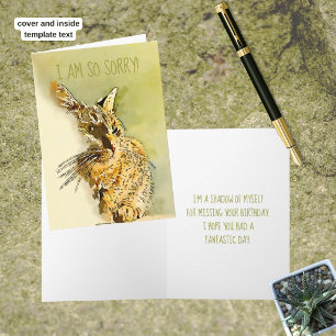Cartão Sinto Muito, Gatinho Red Tabby, Atrasado Aniversá