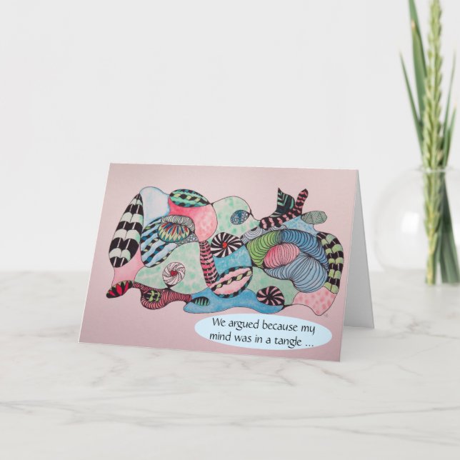 Cartão Sinto muito, mente em um ângulo com apologia azul  (Frente)