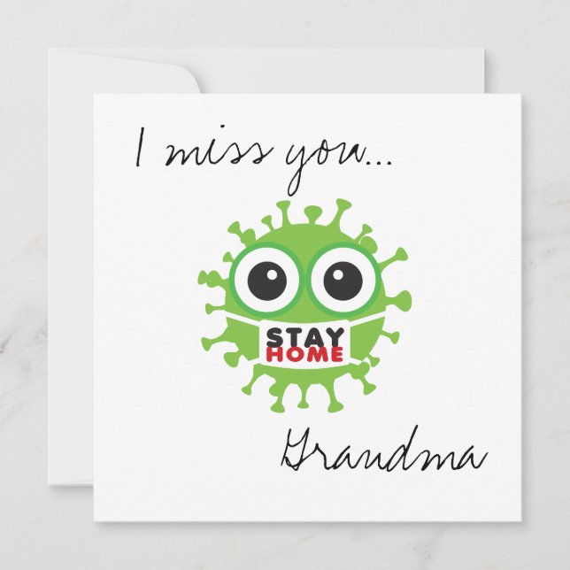 Cartão Sinto saudades de sua avó ficar em casa (Frente)