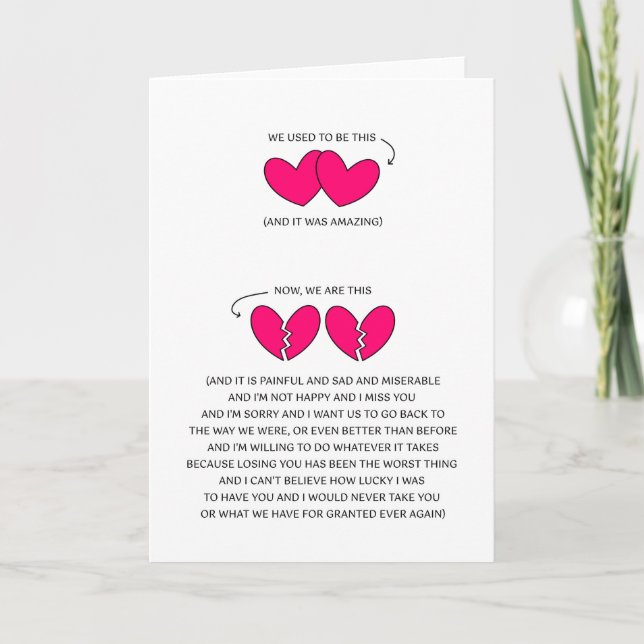 CARTÃO SINTO SUA FALTA... QUERO QUE VOLTE. (Frente)