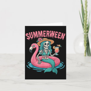Cartão Sirene de Summerween Esqueleto de Praia Flamingo H