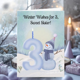 Cartão Sister 3rd Birthday Snowman Snowy Three