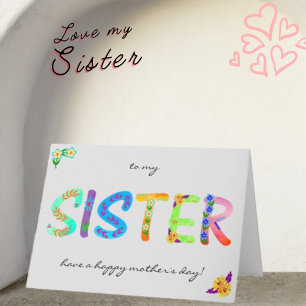 Cartão SISTER Bold Floral Bohemian Mother’s Day Card