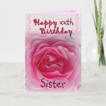 Cartão SISTER - Feliz xxxaniversário - Rosa Rosa Rosa Ros<br><div class="desc">Este cartão com sua rosa rosa rosa e trim gingham é uma maneira doce de desejar a uma mulher muito especial feliz aniversário! Você pode adicionar o nome dela e a idade dela para torná-lo um tipo de cartão especial! Para ver mais dos meus cartões de aniversário, digite ou corte...</div>