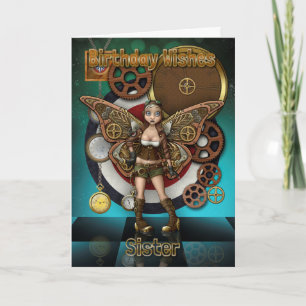 Cartão Sister Steempunk Fairy, Cogs And Clocks