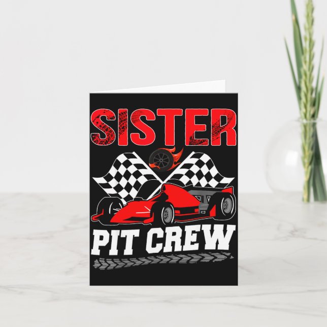 Cartão Sister T Crew Racing Family Race Car Birthday Boy  (Frente)
