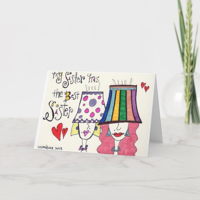 Cartão "Sisters" da minha mão "Party Girls" esboçou arte (Frente)