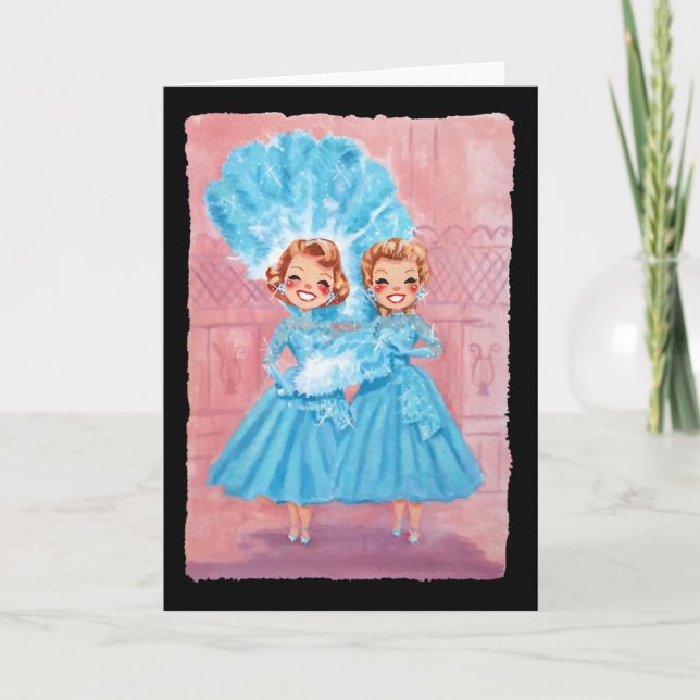 Cartão Sisters White Christmas Movie 1954 Xmas Snow Pajam (Frente)