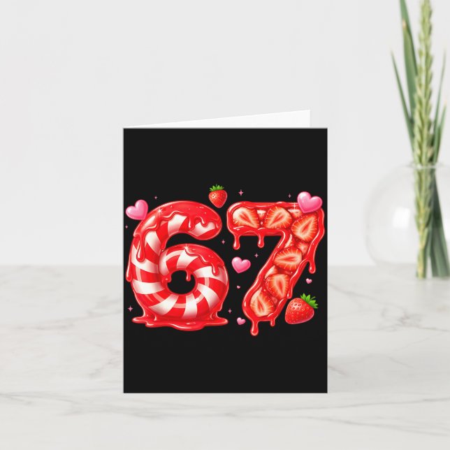 Cartão Six Seven 67 Meme 6 7 Valentines Day Heart Men Wom (Frente)