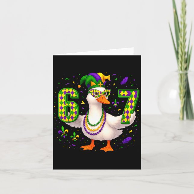 Cartão Six Seven 67 Meme Goose With Jester Hat &amp; Bead (Frente)