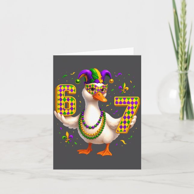 Cartão Six Seven 67 Meme Goose With Jester Hat &amp; Bead (Frente)