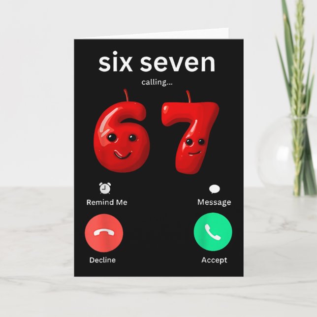 Cartão Six Seven Calling Meme Minimalist Trendy Phone Scr (Frente)
