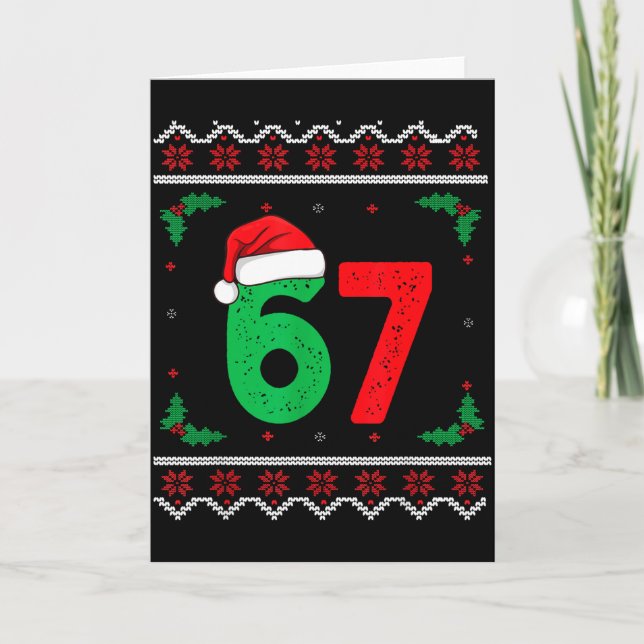 Cartão Six Seven Christmas 6 7 Ugly Christmas Sweater  (Frente)