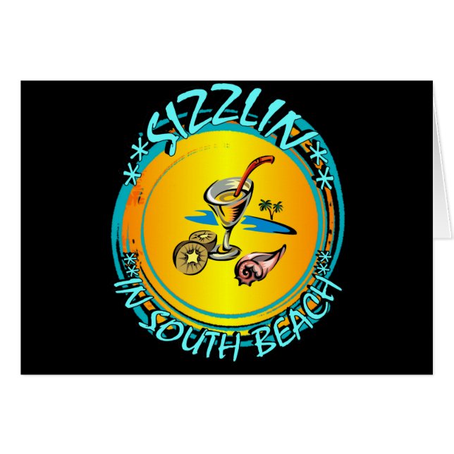 Cartão Sizzlin na praia do Sul (Frente Horizontal)
