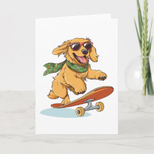 Cartão Skate De Cachorro De Retriever De ouro