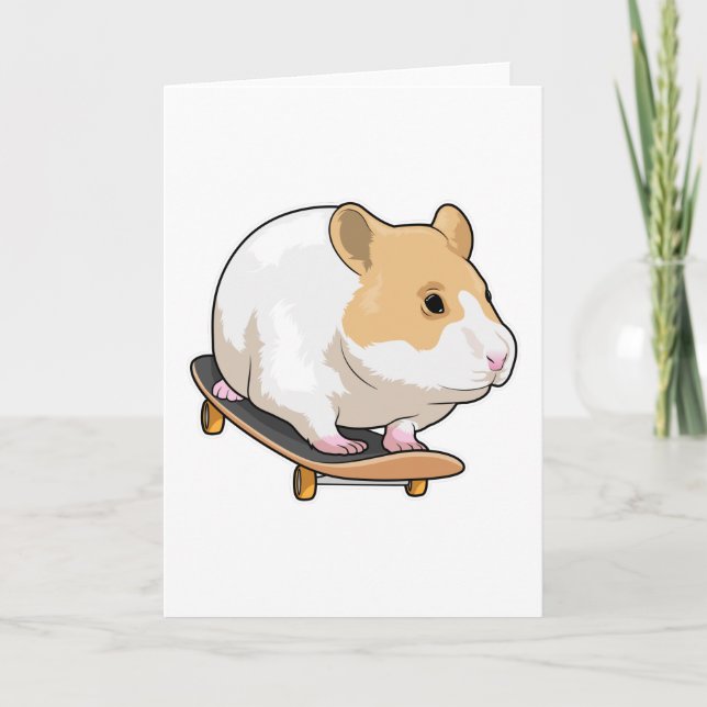 Cartão Skateboard do Patinador Hamster (Frente)