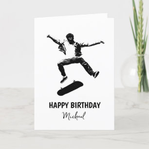 Cartão Skateboard Happy Birthday Add Name