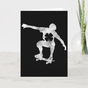 Cartão Skateboard Irlandês Dia de São Patrício Trevo Skat