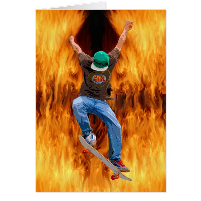 Cartão Skateboarder Action Sports Art (Frente)