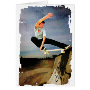 Cartão Skateboarding a parede