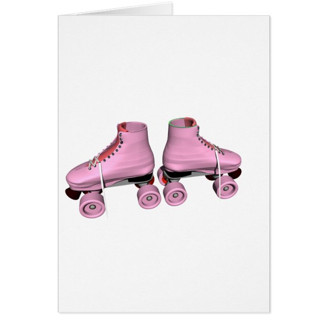 Cartão Skates de rolo cor-de-rosa (Frente)