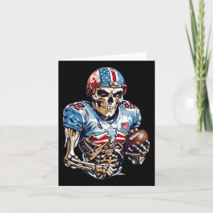 Cartão Skeleton American Football Player Halloween Graphi