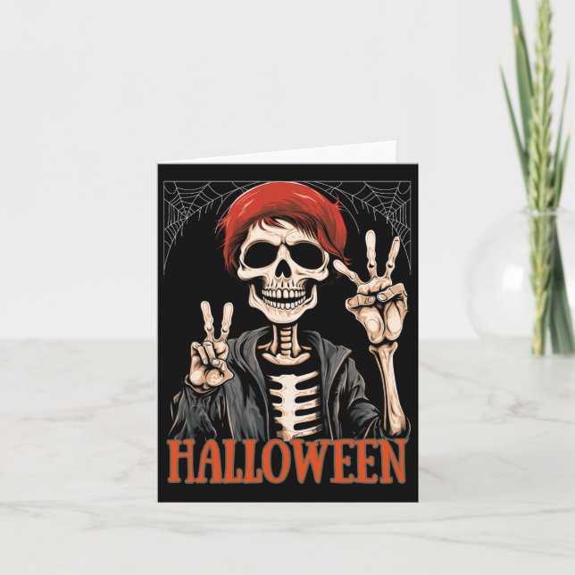 Cartão Skeleton Apocalypse Night No Halloween Engraçado (Frente)