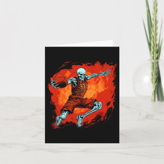 Cartão Skeleton Basball Player Spooky Halloween (Frente)