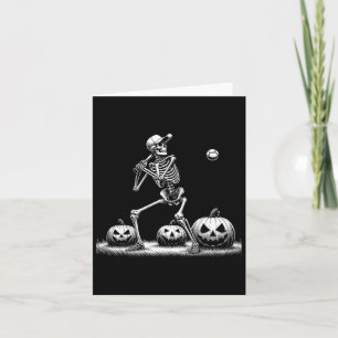 Cartão Skeleton Baseball Player Halloween Mens Meninas Cr