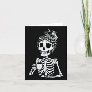 Cartão Skeleton Bebendo Café Dia de as Bruxas engraçado S