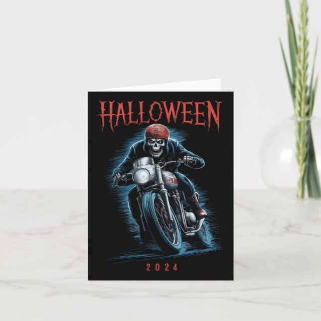 Cartão Skeleton Biker Sobre O Dia Das Motocicletas 2024 S (Frente)