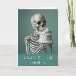 Cartão Skeleton Birthday Bake Humor Feliz Aniversário