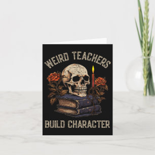 Cartão Skeleton Book Floral Skull Halloween Professora Mu