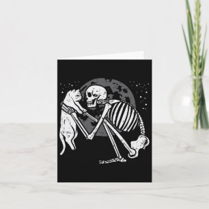 Cartão Skeleton Cat Gatinho Skull Gótico Homens de Hallow