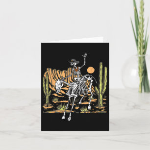 Cartão Skeleton Cowboy Andando Cavalo Halloween Rider Cos