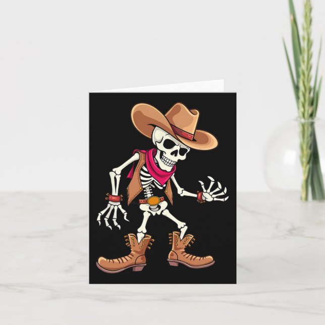 Cartão Skeleton Cowboy Halloween Meninos (Frente)