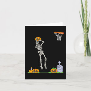 Cartão Skeleton de basquete - Abóbora-de-Halloween