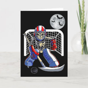 Cartão Skeleton Encantado Jogando Hockey Feliz Halloween