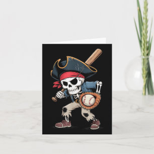 Cartão Skeleton Engraçado Pirata Beisebol Figurino B