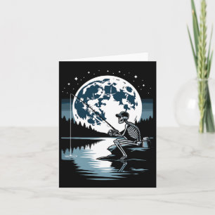 Cartão Skeleton Fisheries Halloween Spooky Pescador Sob