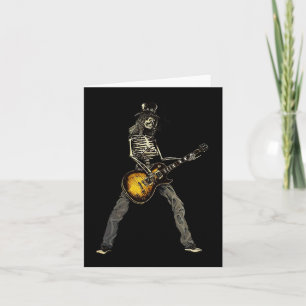 Cartão Skeleton Guitar Cara Spooky Happy Halloween Rock B
