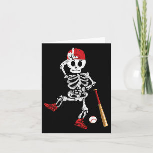 Cartão Skeleton Halloween Engraçado Esqueleto Jogando Bas