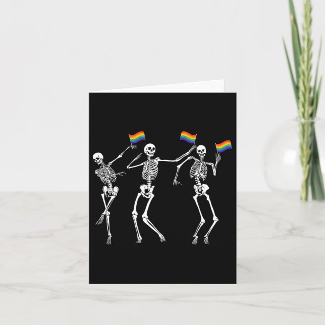 Cartão Skeleton Halloween Lgbt Sinalizador Skeleton Orgul (Frente)